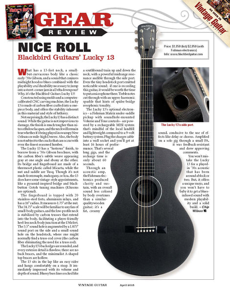 Lucky 13 in Vintage Guitar Magazine